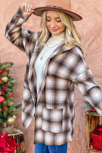 Plaid hooded shacket - casual layering