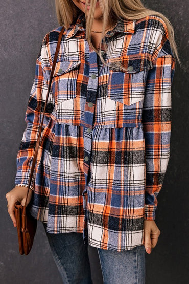 Chic ruffled plaid shirt jacket in multiple colors