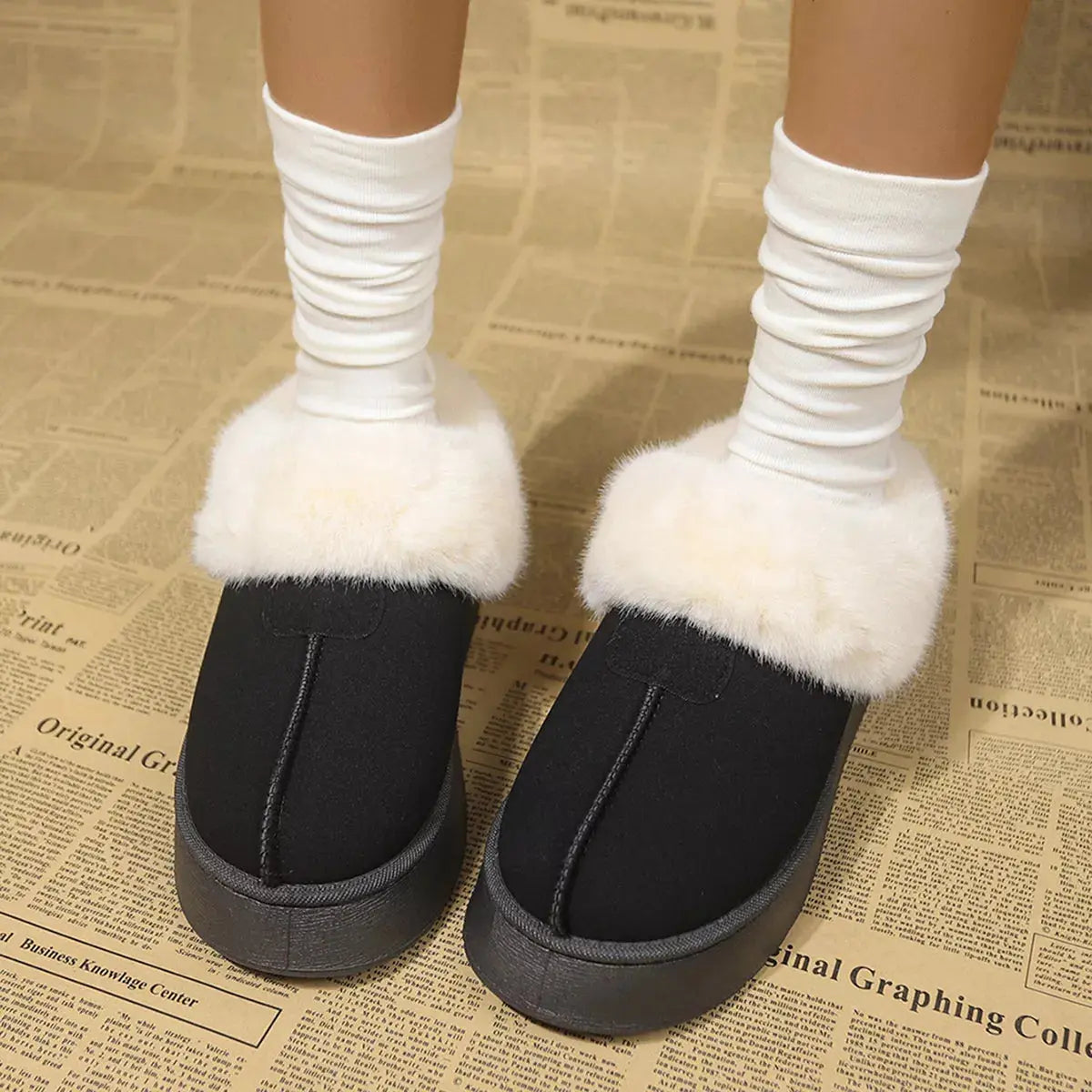 Fuzzy Platform Ankle Boots Simply Love
