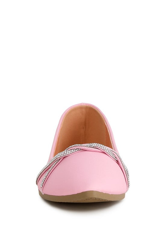 Chic faux leather flats with rhinestones