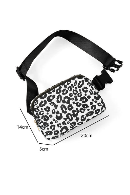 Fierce leopard print chest bag with buckle closure