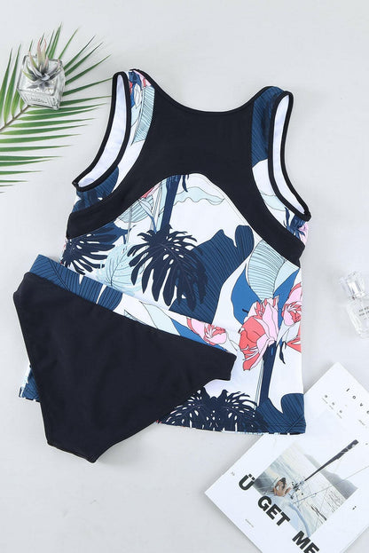 Printed Wide Strap Tankini Set.