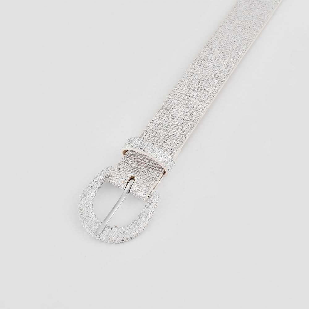 Sparkling sequined PU leather belt