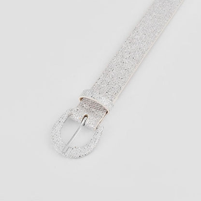 Sparkling sequined PU leather belt