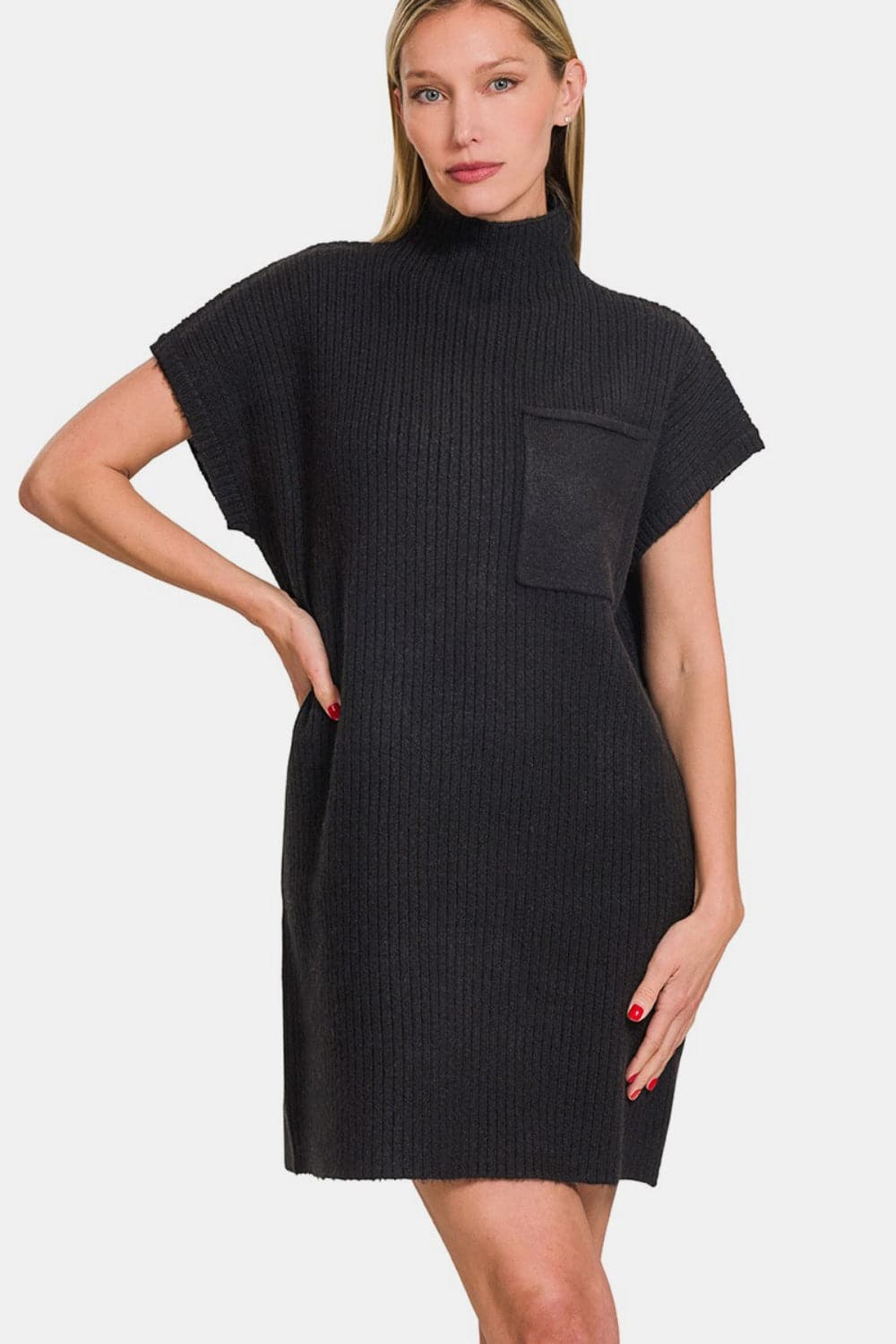 Zenana Short Sleeve Sweater Mini Dress.