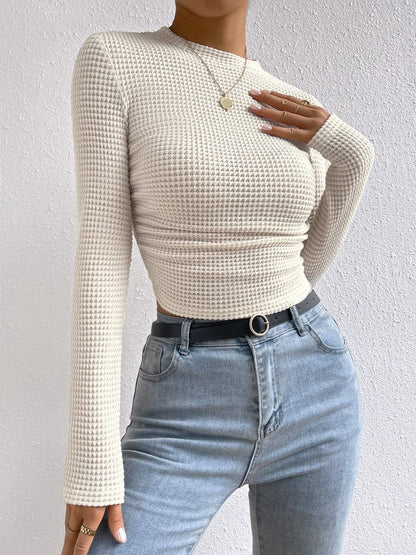 Casual chic round neck long sleeve tee