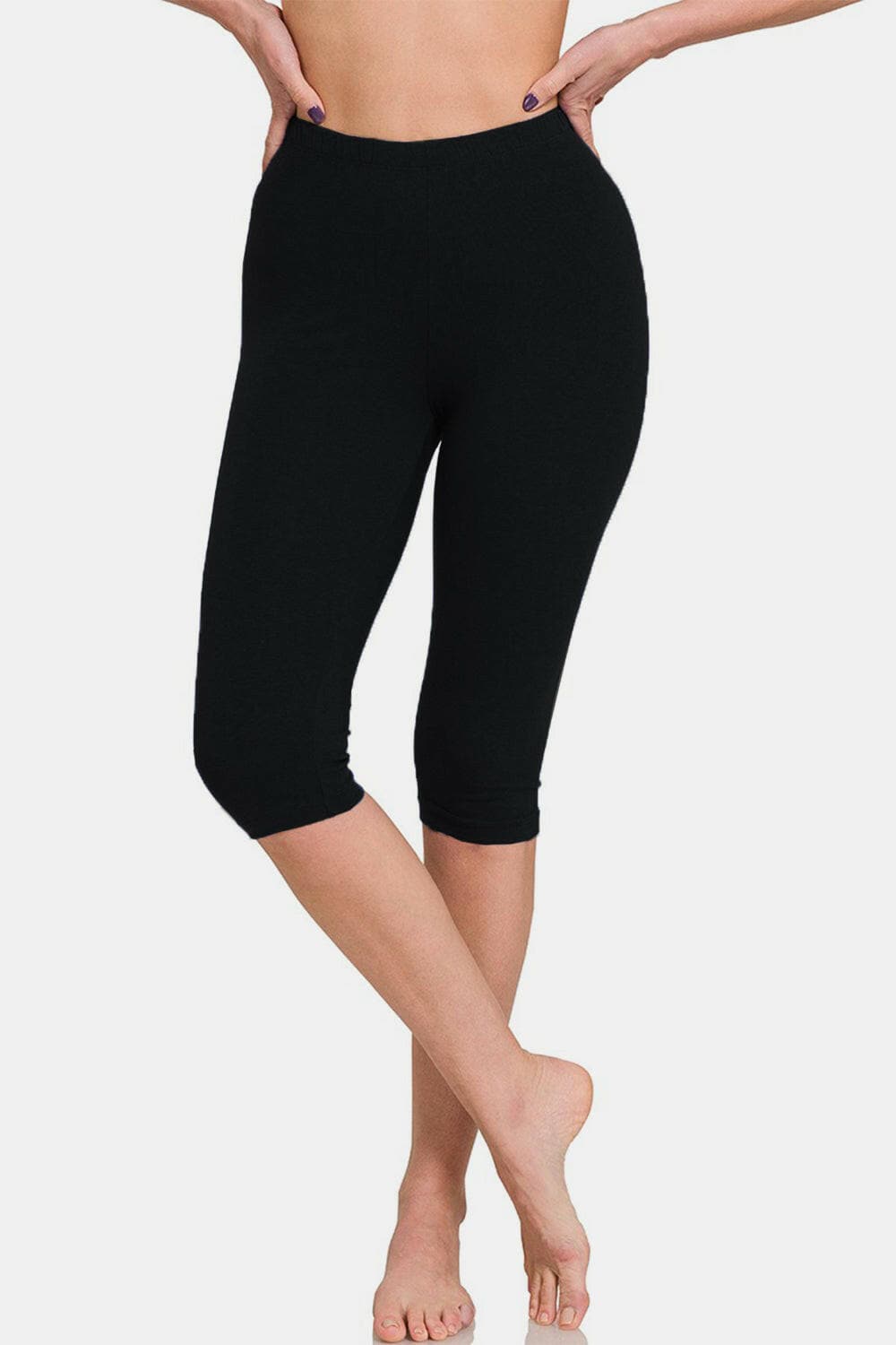 Zenana Full Size High Waist Capris.