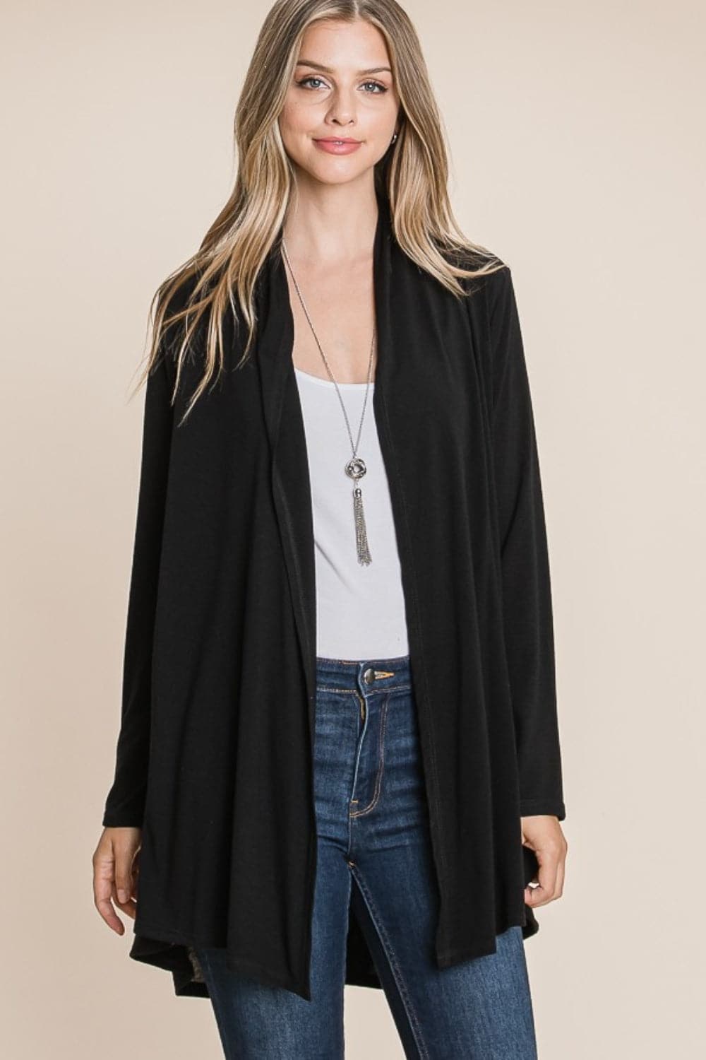 Chic open front knit cardigan for effortless layering