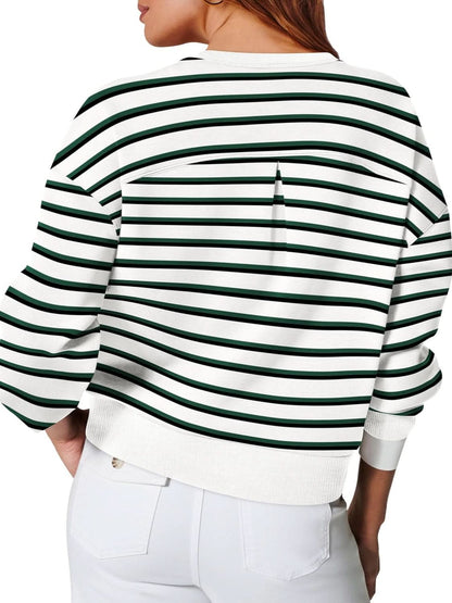 Cozy stripes: Long sleeve round neck sweatshirt