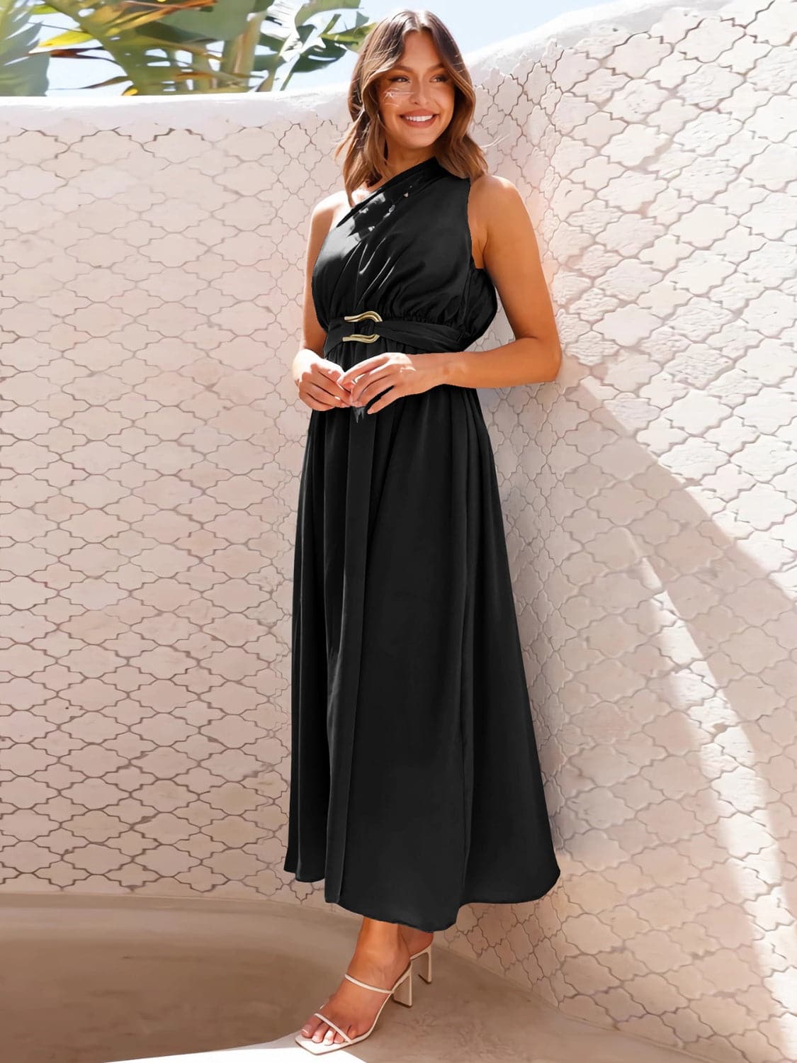 Single Shoulder Midi Dress.