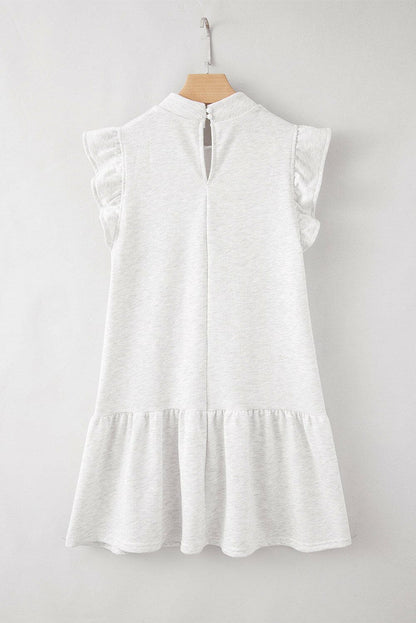 Ruffled Round Neck Cap Sleeve Mini Dress.