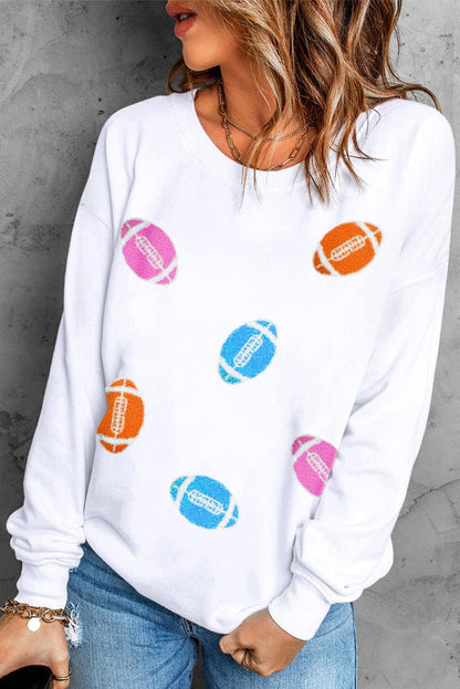 Football Round Neck Long Sleeve Sweatshirt.