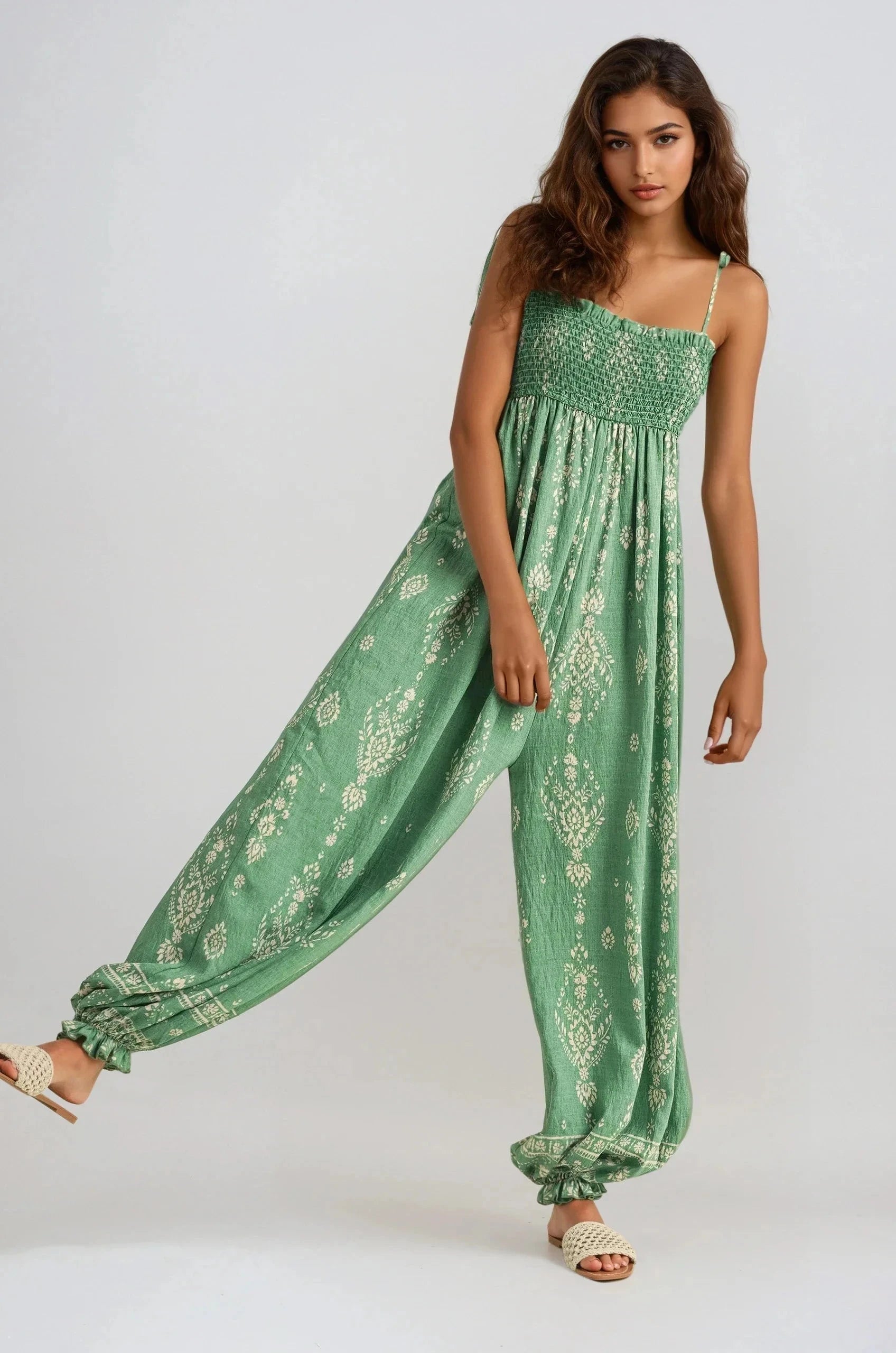 Wildflower Dreams Balloon Jumpsuit Boho Summer Style Fitkitty Culture Athleisure Wear, Yoga Wear & Women's Clothing
