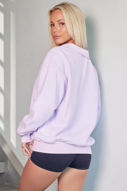 Quarter Zip Dropped Shoulder Sweatshirt.