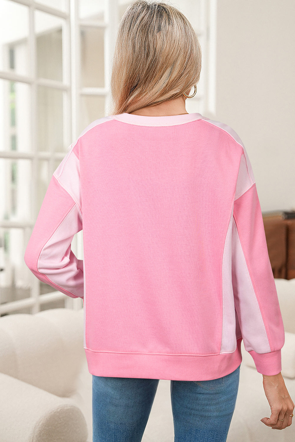 Premium Bonbon 2-tone Color Block Patchwork Drop Shoulder Sweatshirt Dear-Lover Dropshipping