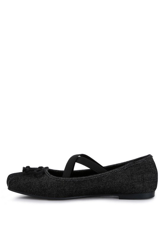 Arimer denim criss-cross flats