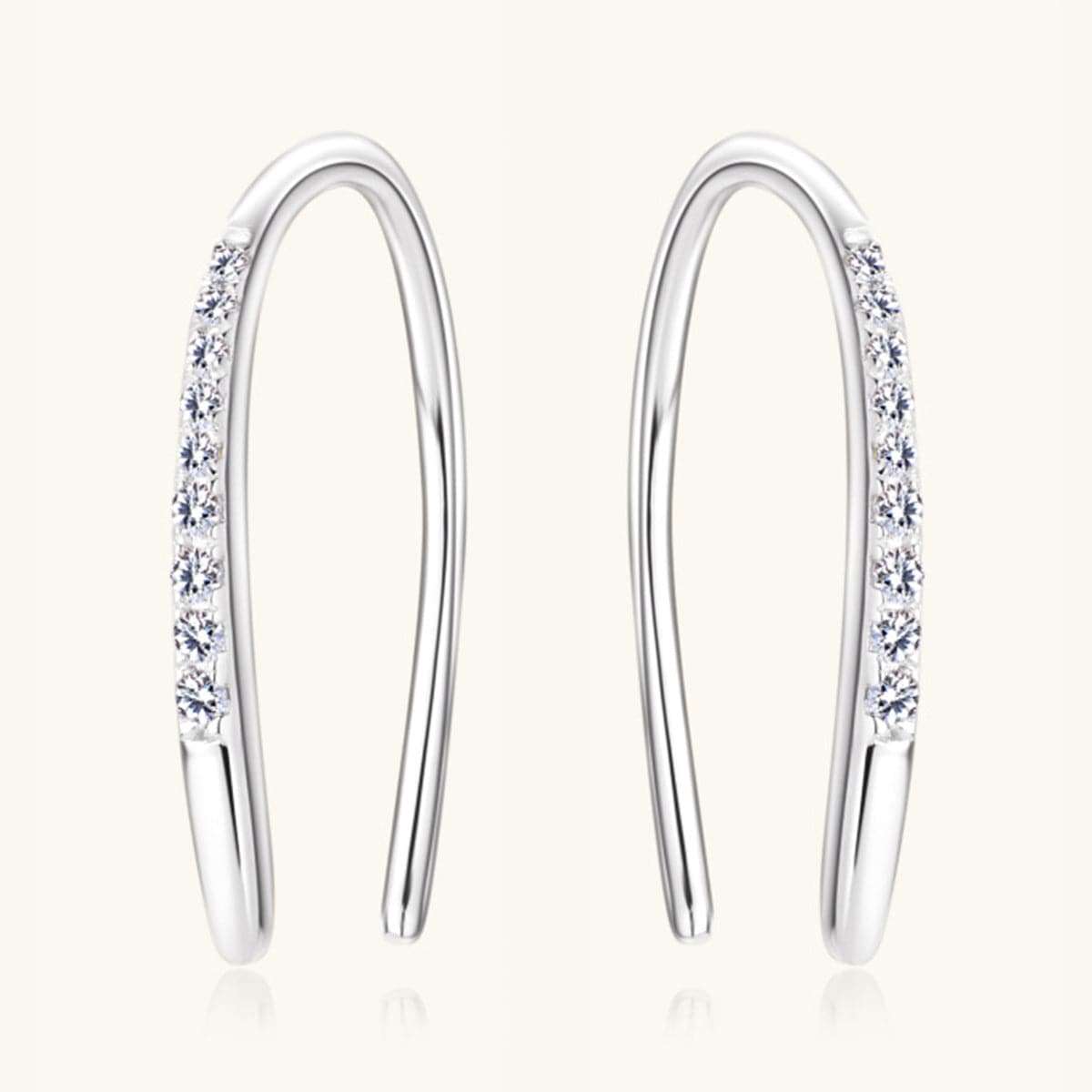 Moissanite 925 Sterling Silver U Shape Earrings.