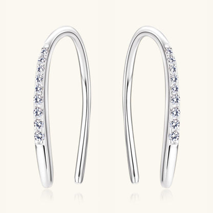 Moissanite 925 Sterling Silver U Shape Earrings.