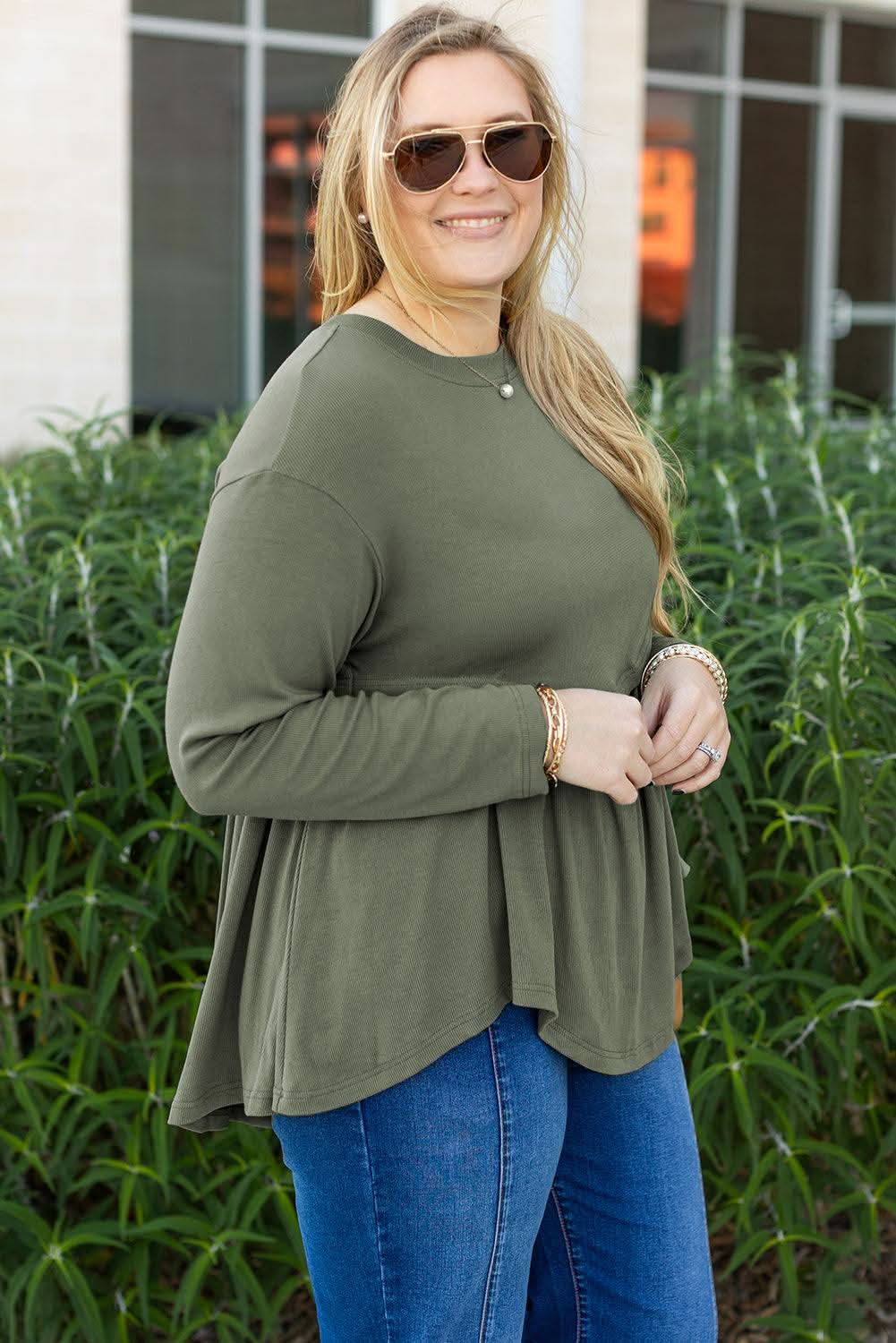 Mist green plus size babydoll top - Love Salve 