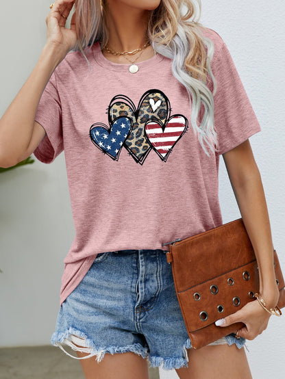 Simply Love: Patriotic Leopard Heart Tee