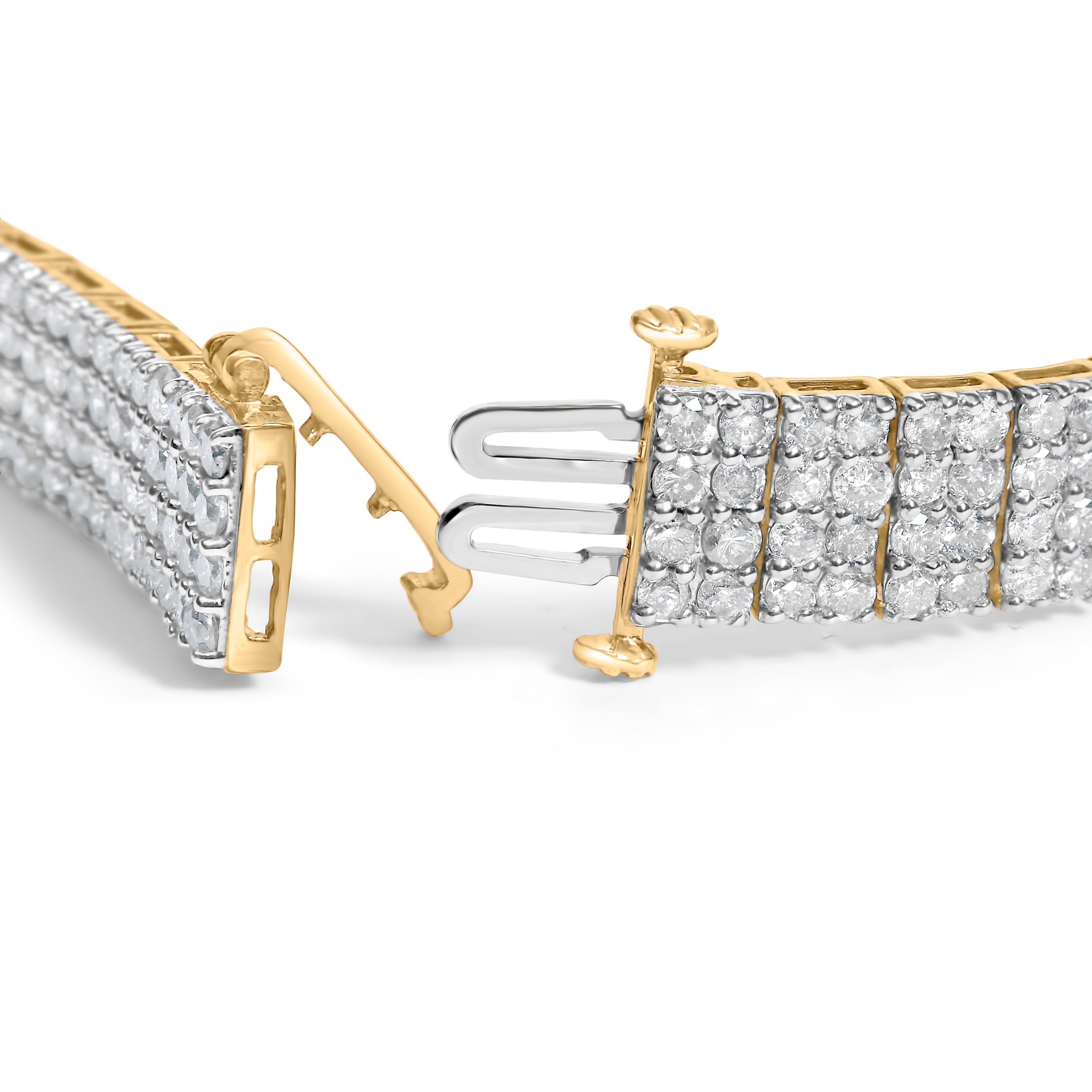 IGI Certified 14K Yellow Gold Plated Sterling Silver 10.0 Cttw Diamond 4 Row Tennis Bracelet