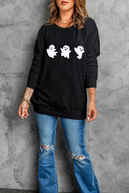 Ghost Round Neck Long Sleeve Sweatshirt.