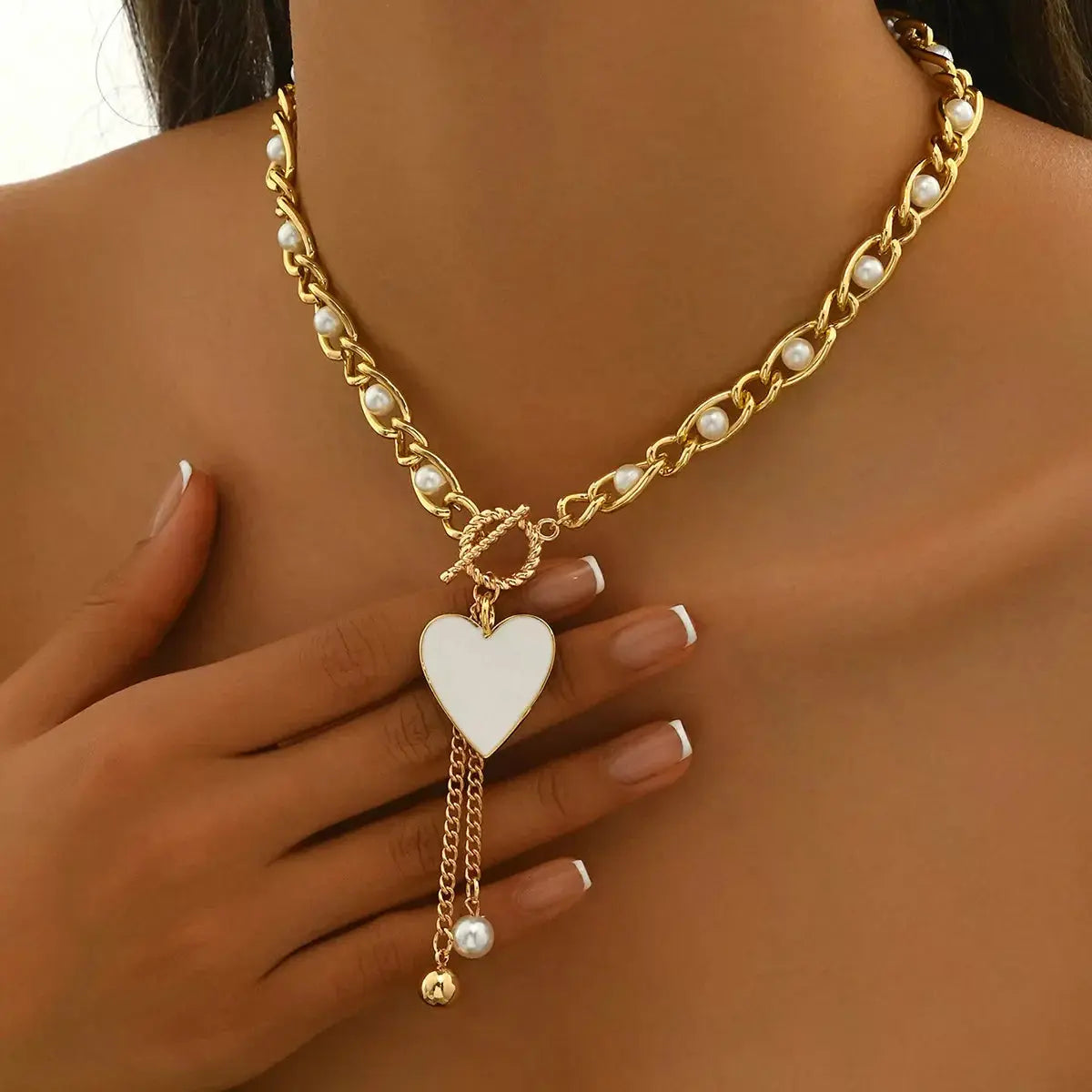 18K Gold-Plated Pearl Heart Necklace Simply Love
