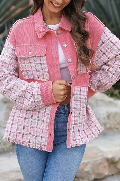 Plaid Button-Up Jacket with Pockets