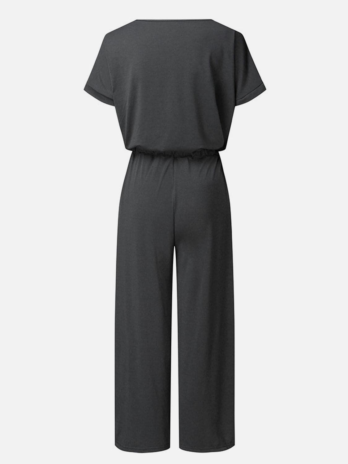 V-Neck Short Sleeve Jumpsuit.