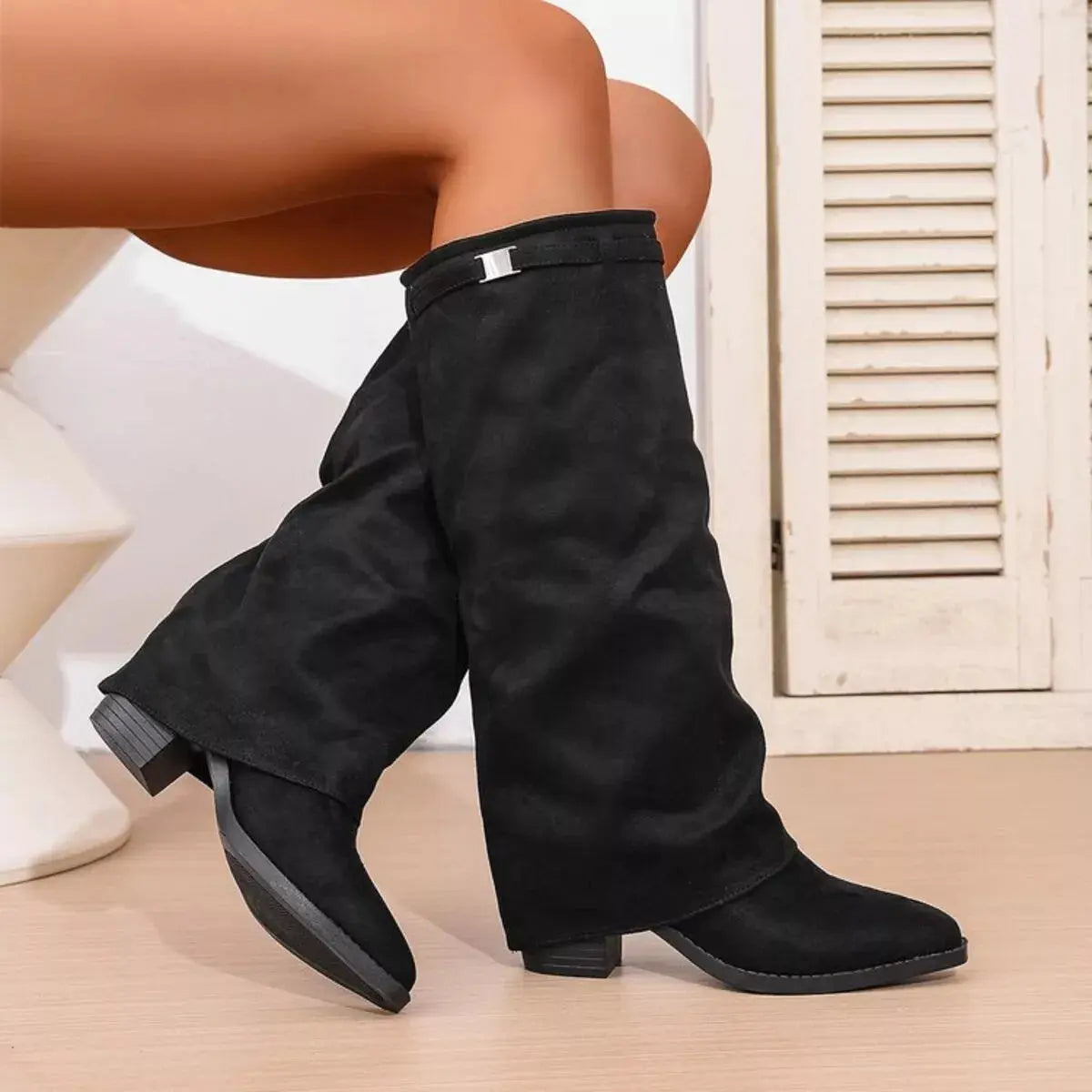 Point Toe Block Heels Boots Simply Love
