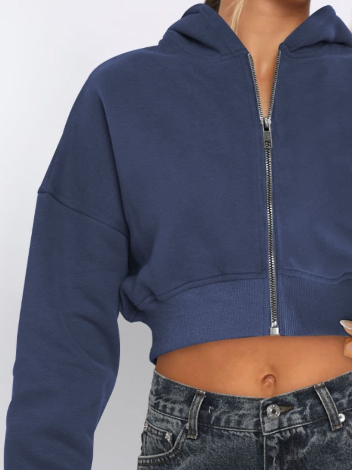 Cropped zip-up hoodie for women