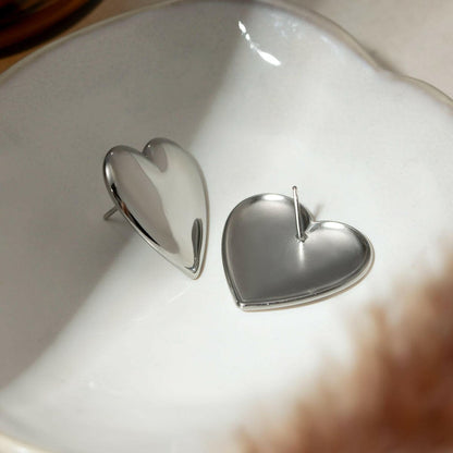 Stainless Steel Heart Stud Earrings.