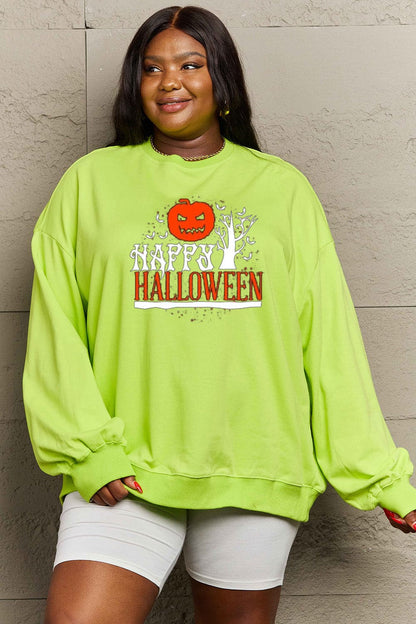 Simply Love Full Size HAPPY HALLOWEEN Graphic Sweatshirt.