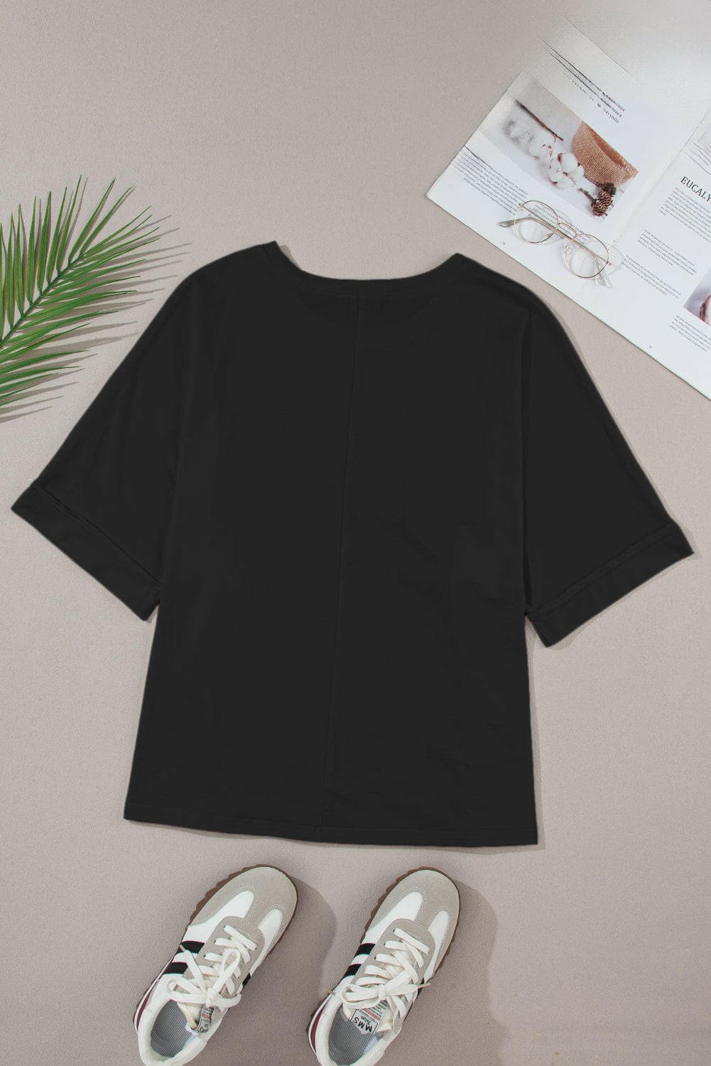 Sparkling Sheer Cotton Blend T-Shirt with Round Neck.