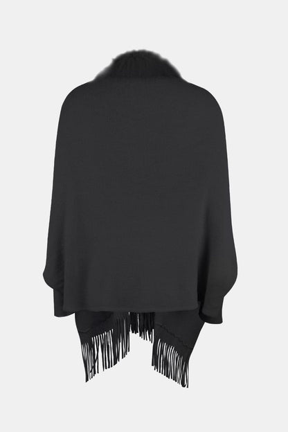 Fringe Open Front Long Sleeve Poncho.