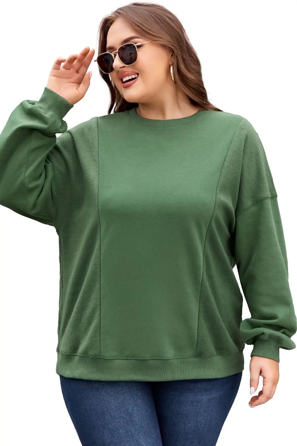 Chic plus size blackish green sweatshirt - Love Salve 