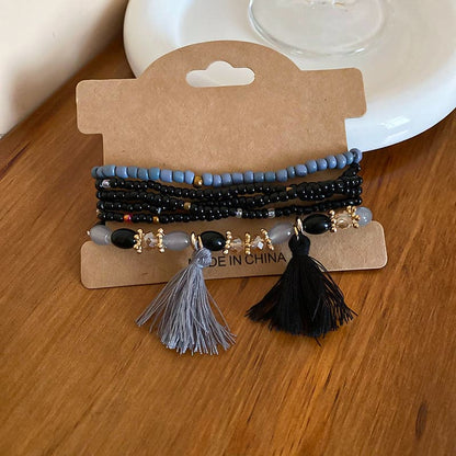 Chic tassel and rice bead bracelet