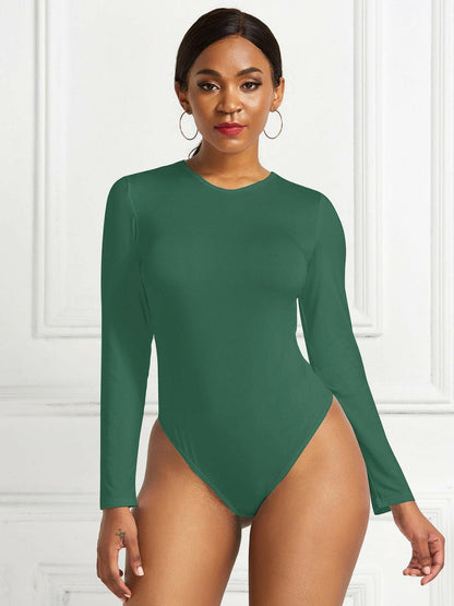 Round Neck Long Sleeve Bodysuit.