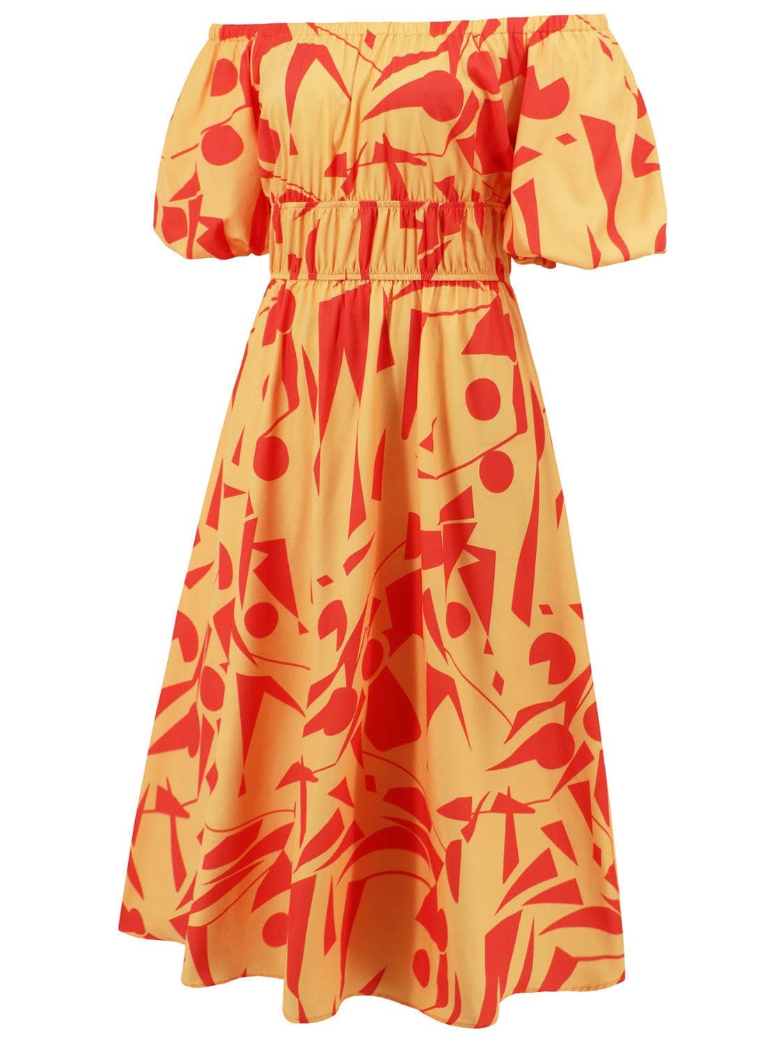 Printed Off-Shoulder Balloon Sleeve DressStep into Style with our Printed Off-Shoulder Balloon Sleeve Dress
 
 
Chic and Trendy: Elevate your wardrobe with this stylish off-shoulder dress featuring balloon Love Salve -Shoulder Balloon Sleeve DressColor