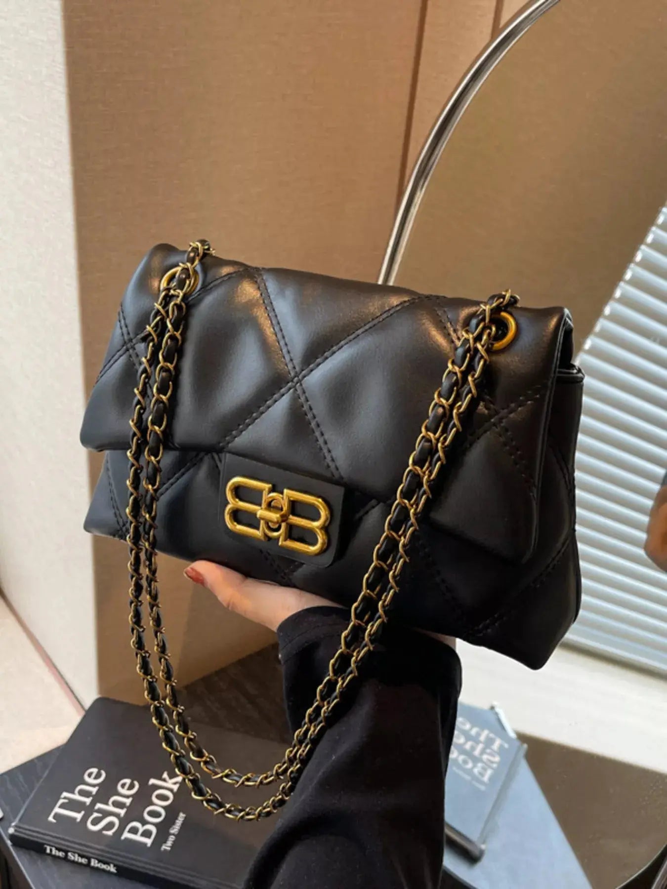Quilted Flap Chain Crossbody Bag Simply Love