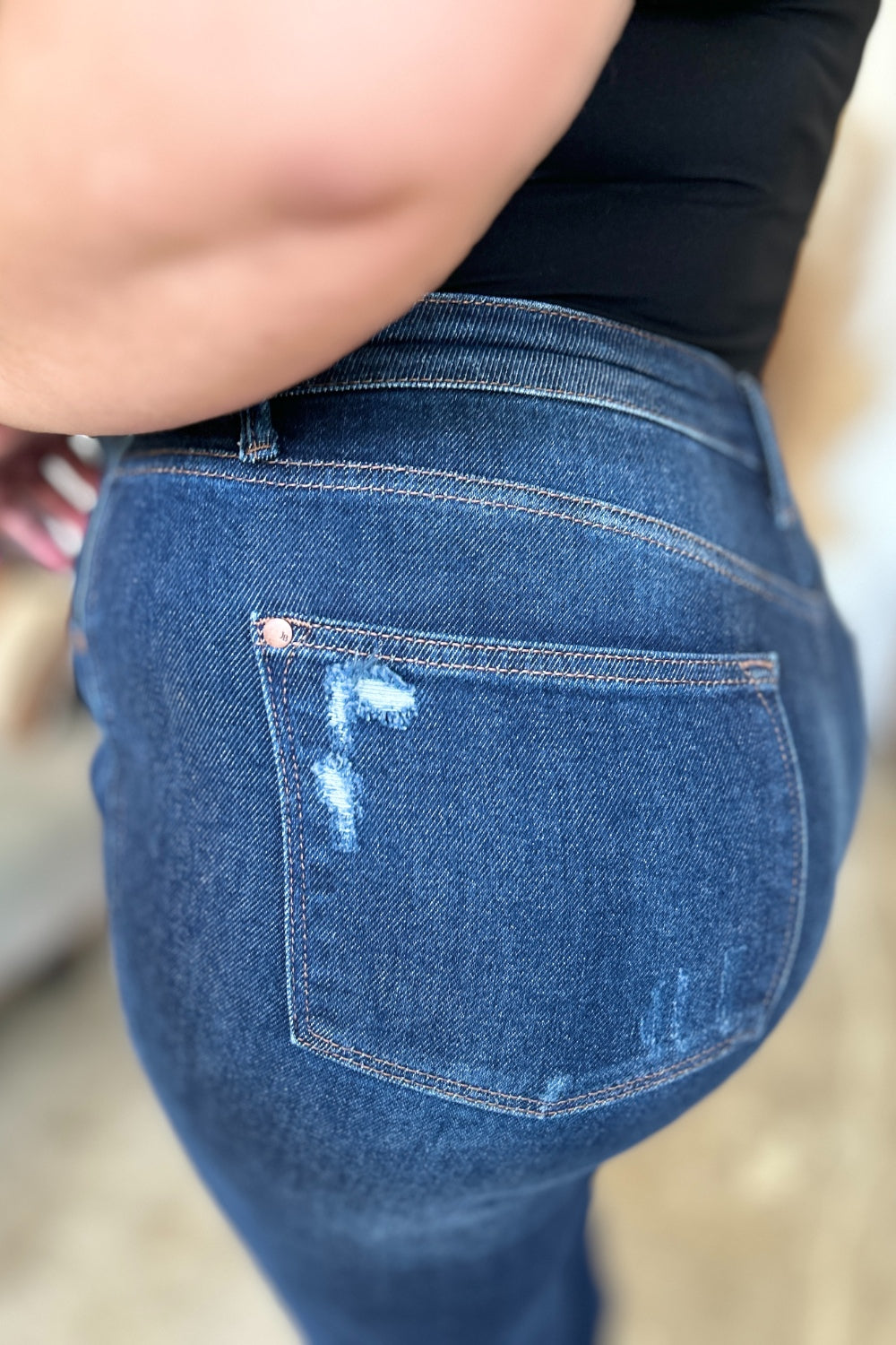 Judy Blue Full Size High Waist Rigid Magic Heavy Destroy Straight Jeans Coco’s Tee Boutique
