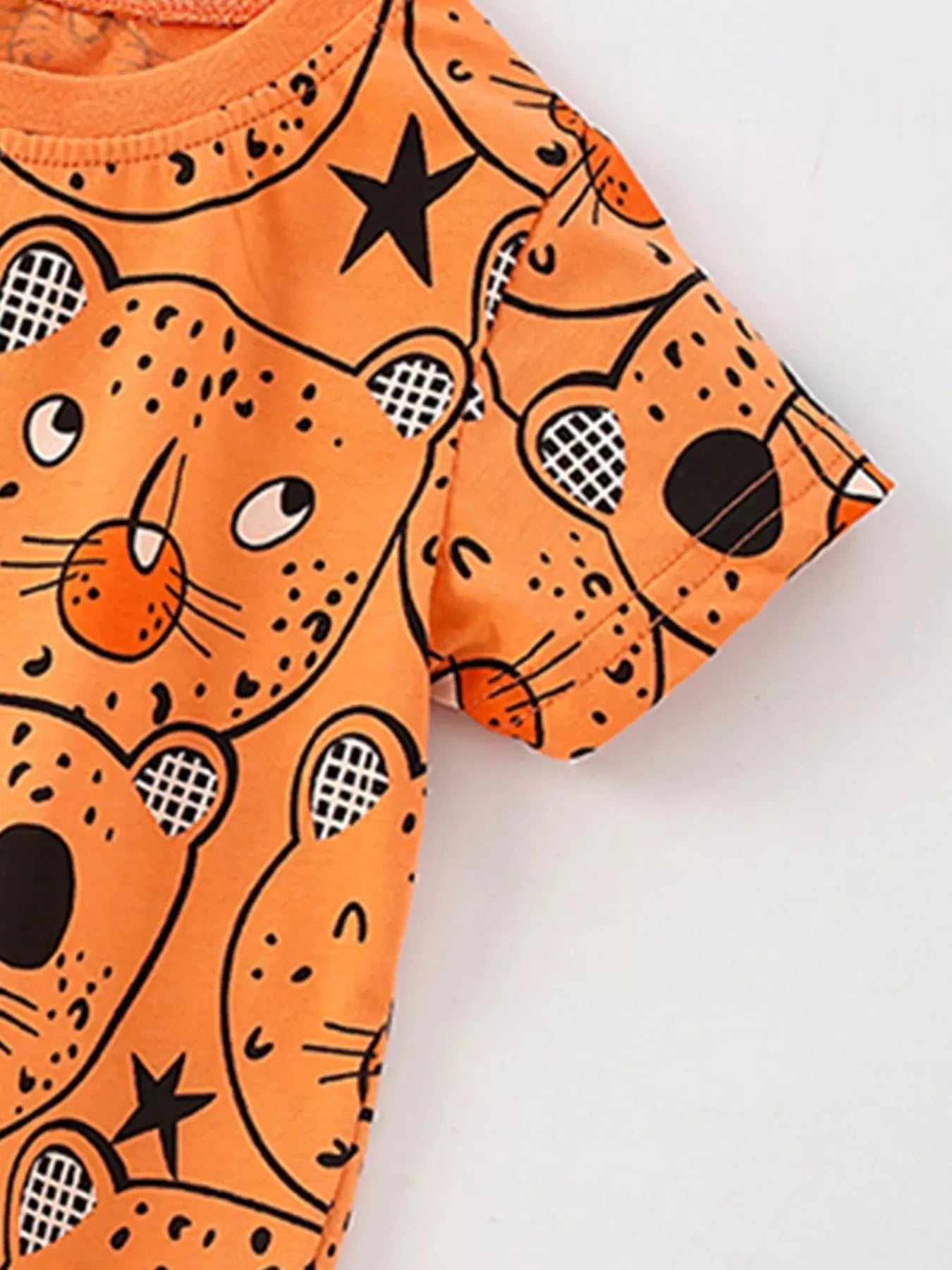 Children's Bear Print Round Neck Top and Shorts Set Simply Love