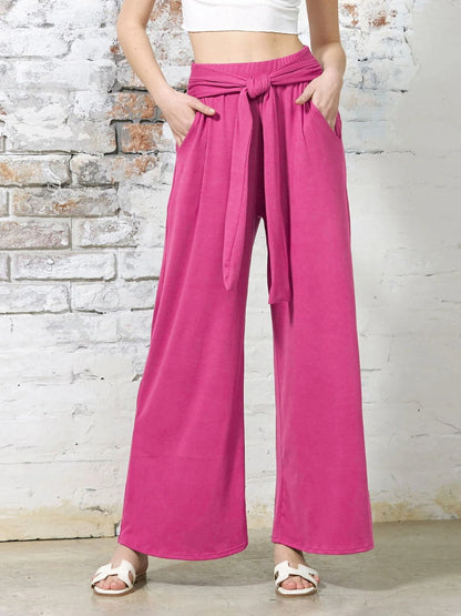 Chic tied wide-leg pants with convenient pockets