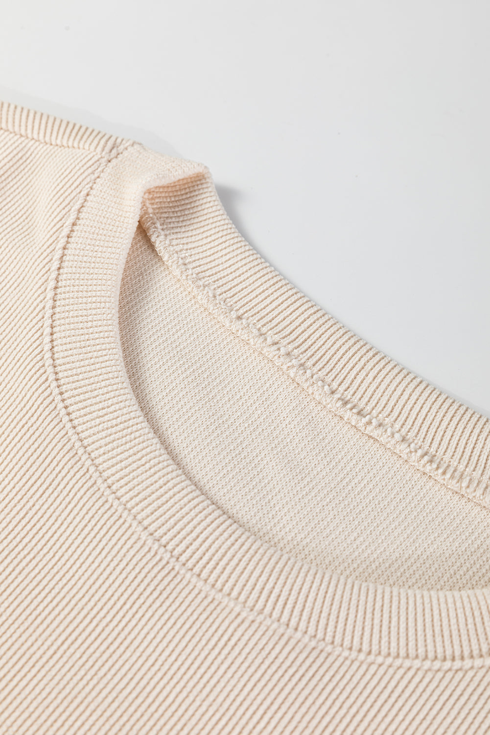 Jet Stream Solid Color Textured Knit Drop Shoulder Pullover And Drawstring Shorts Set Dear-Lover Dropshipping