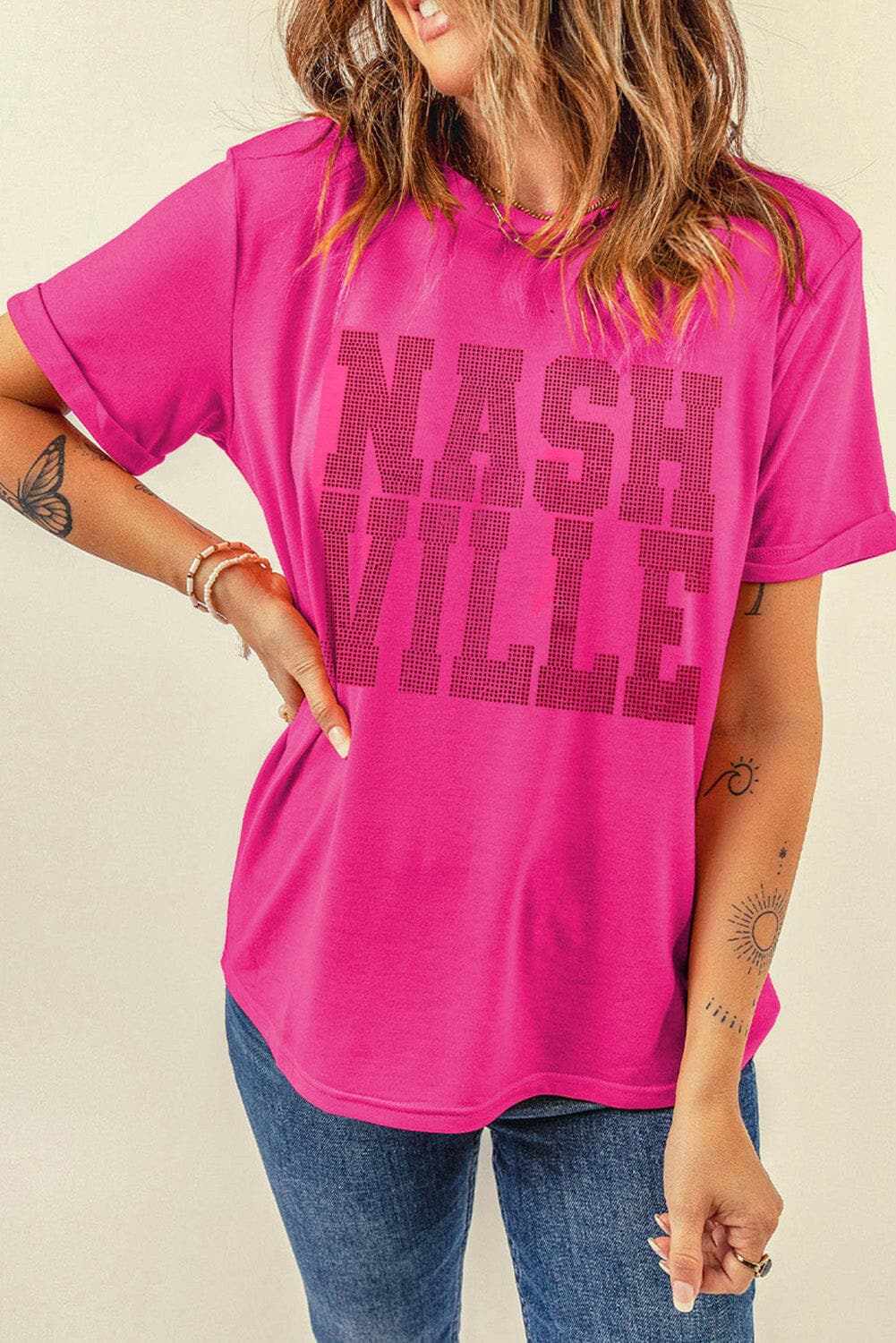 NASHVILLE Round Neck Short Sleeve T-Shirt.