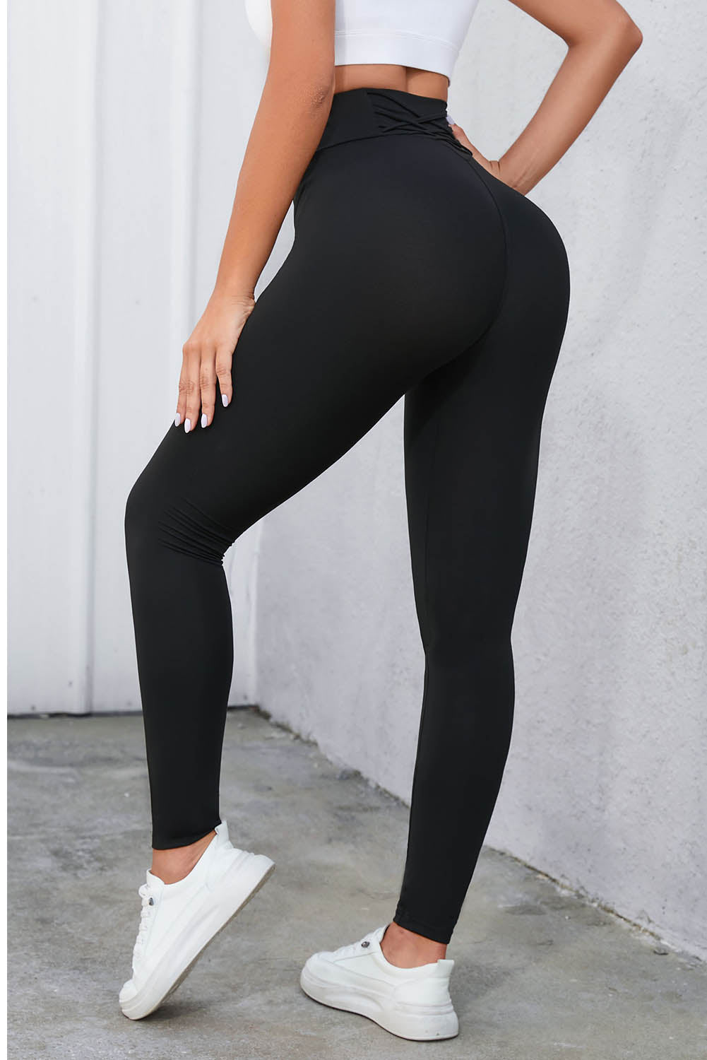 Crisscross Detail Wide Waistband Leggings Coco’s Tee Boutique