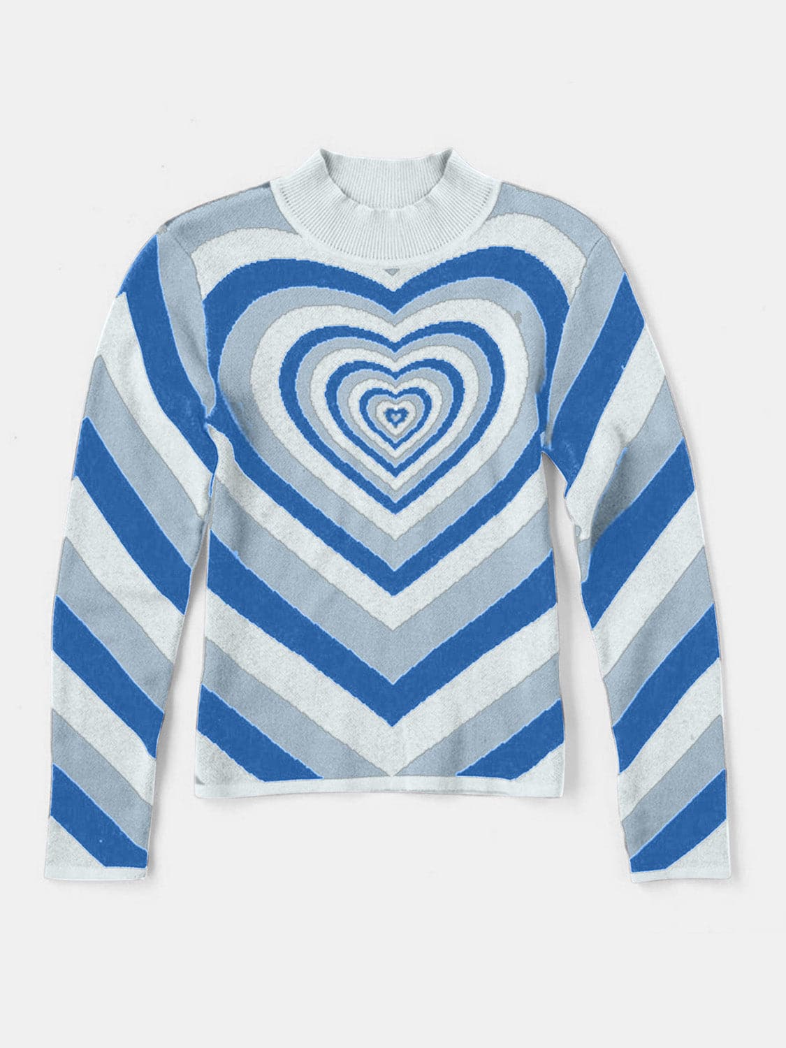 Heart Mock Neck Long Sleeve Sweater.