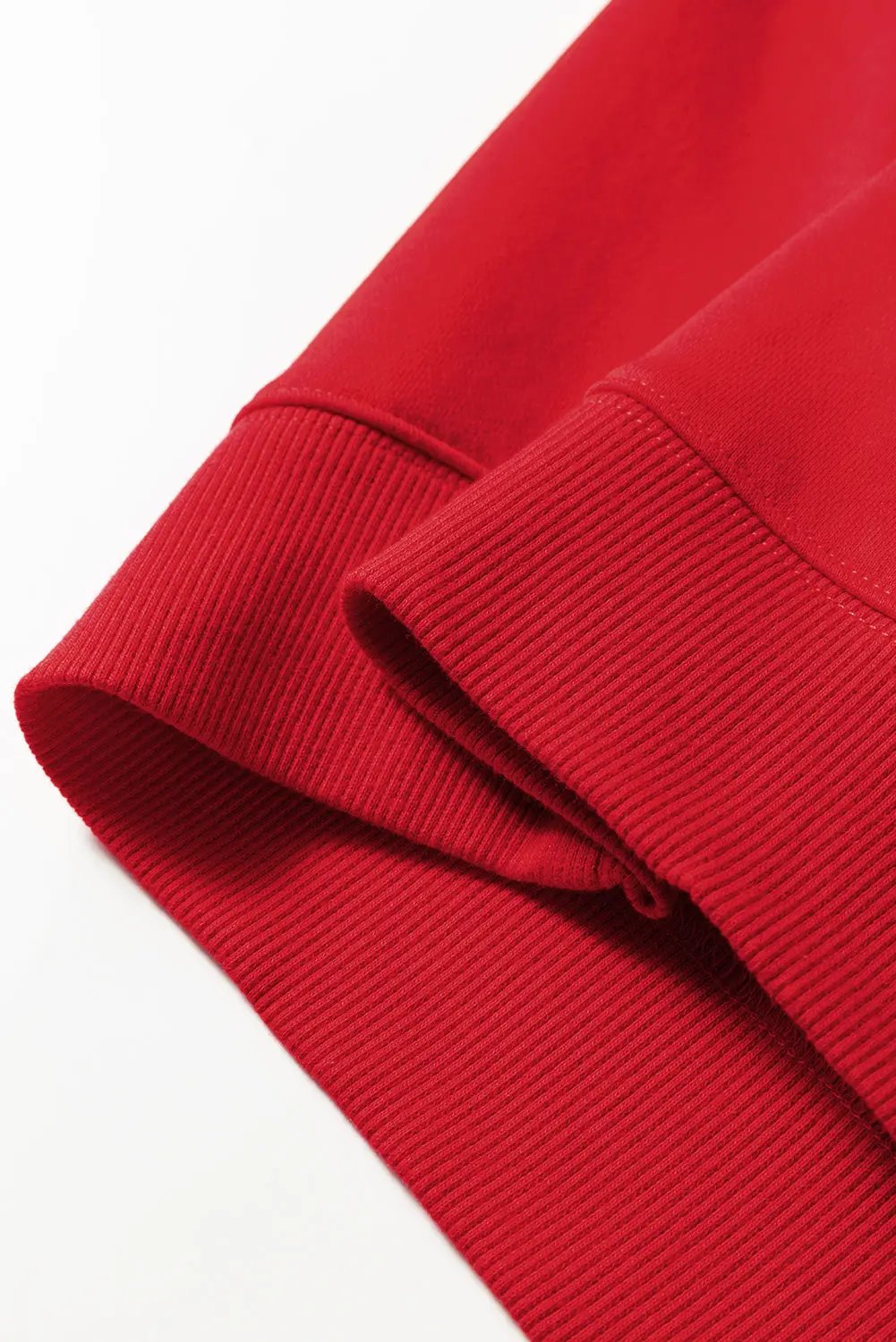 Fiery Red Varsity Striped Detail Crew Neck Plus Sweatshirt Dear-Lover Dropshipping