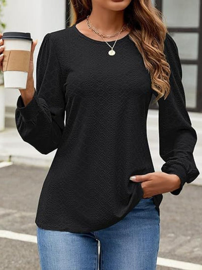 Chic eyelet long sleeve top