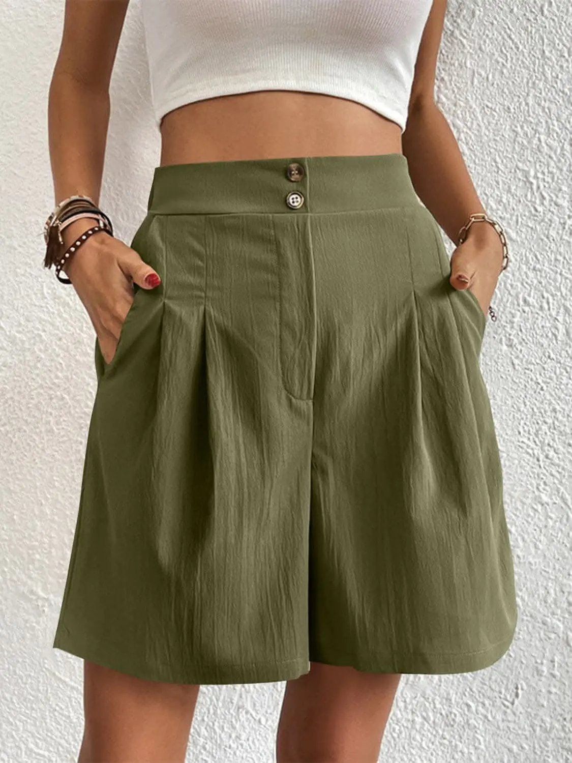 High-waisted pocket shorts for women - Love Salve 